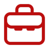 Red briefcase icon representing business or work.