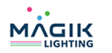 MAGIK LIGHTING logo with three colored dots above the letter A and three horizontal colored lines below.